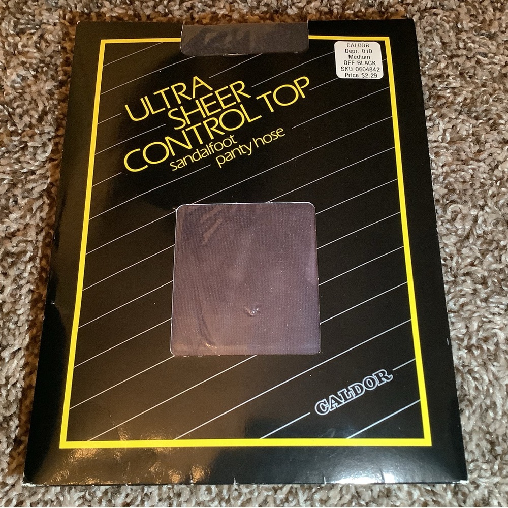 Caldor ultra sheer control top pantyhose, off black, size: M